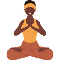 afro woman in lotus position character png