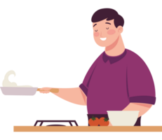 man cooking with pan character png