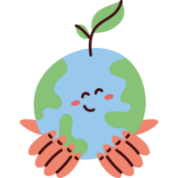 planeta terra com plantar personagem png