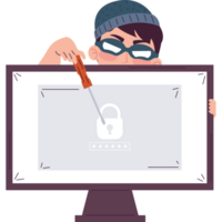 hacker with screwdriver and desktop character png