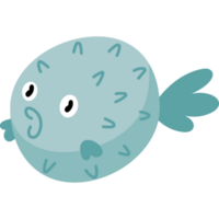 fofa azul baiacu animal personagem png