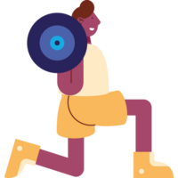 afro man lifting weight fitness character png