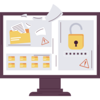 desktop with cyber fraud icon png