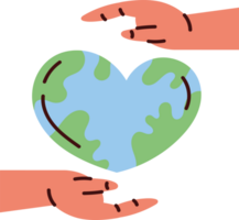 hands protecting planet earth heart icon png