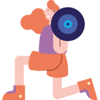 redhead woman lifting weight character png