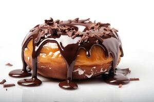 Delicious donuts with chocolate frost. photo