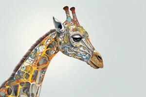 jirafa cyborg animal ilustración generativo ai foto