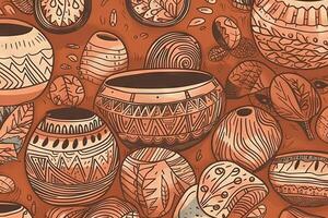 Hand drawn terracotta design background . Hand drawn flat abstract shapes background illustration photo