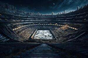 abandoned football stadium on the moon illustration photo