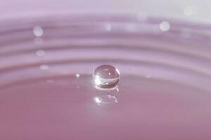 A drop on the surface of the water with stains. photo