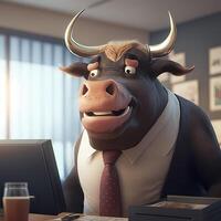 bull wear dressed a businessman photo