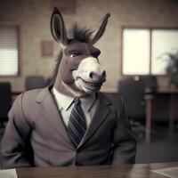 donkey wear dressed a businessman photo