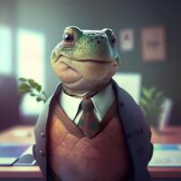 Tortuga vestir vestido un empresario ai generado foto