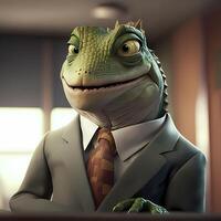 iguana wear dressed a businessman photo