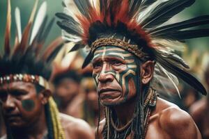 retrato de indígena tribu. nativo americano gente. generativo ai foto