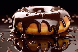 Delicious donuts with chocolate frost. photo