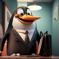 penguin wear dressed a businessman photo