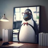 pingüino vestir vestido un empresario ai generado foto