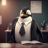 penguin wear dressed a businessman photo