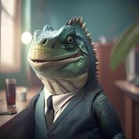 iguana wear dressed a businessman photo
