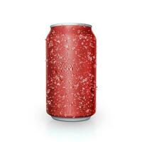 Cans with water droplets and ice on white background photo