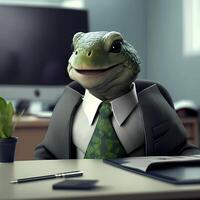 Tortuga vestir vestido un empresario ai generado foto