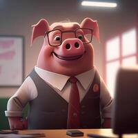 pig wear dressed a businessman photo