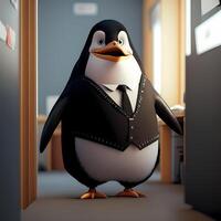 pingüino vestir vestido un empresario ai generado foto
