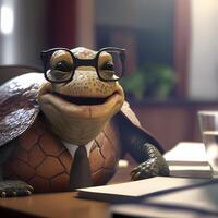 turtle wear dressed a businessman photo