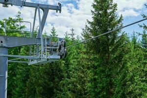 Mountains with open cable cars lift, Karpacz, Poland photo