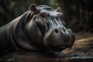 king of Narcos Hippo in white powder pond boss colombian dealers background illustration photo