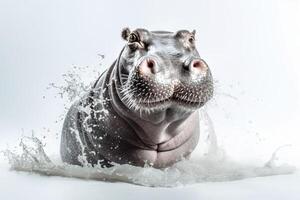 king of Narcos Hippo in white powder pond boss colombian dealers background illustration photo