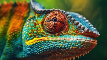 Chameleon closeup. Illustration AI Generative photo