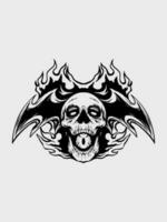 skull with black outline for white background vector