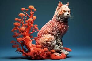 cat made out of corals illustration photo