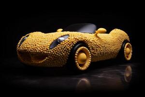 eggs made Luxury futuristic convertible sport car illustration photo