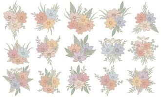 Collection of different spring bouquets, vector art