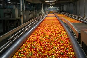 conveyor industrial production of canned bell peppers illustration photo