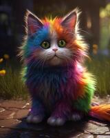 smartphone backgroundFunny rainbow fluffy Cat character illustration photo