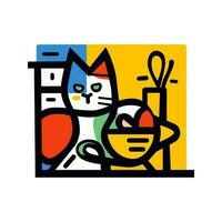 Colorful Impressionistic Cat Wall Decoration vector