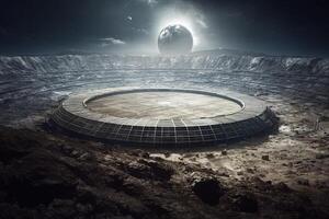 football stadium on the moon illustration photo