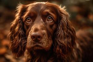 super cute brown english cocker spaniel portrait looking at you illustration photo