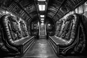 Underground metro subway in New York city Biomechanical town that blend human physiques with machines illustration photo