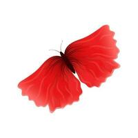 a red butterfly with wings that look like poppies. Tender, airy, isolated on a white background. Vector illustration.Design for paper, baners, t-shirts, logos and more.