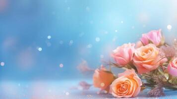 Rose flowers background. Illustration photo