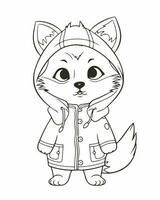 raccoon in rain coat vector