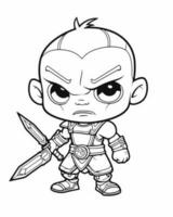 chibi man with weapon vector