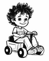 kid with toy car vector