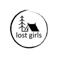 Lost girls camping day illustration vector