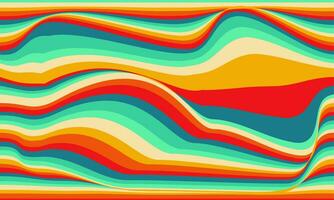 Retro vintage colorful wavy 70s abstract art background. Vector illustration